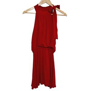 Cleobella Mini Dress Womens Small Red Halter Neck Tie Backless Rayon Feminine